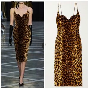 New Halpern Animal Print Silk Blend Sheath Spring '23 Runway Dress 42 FR/10 US